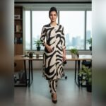 Monochrome Zebra Print Kurti Set
