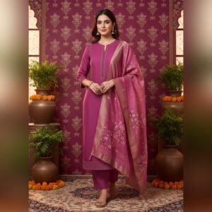 Elegant Maroon Embroidered Kurti Set – Festive Ethnic Collection