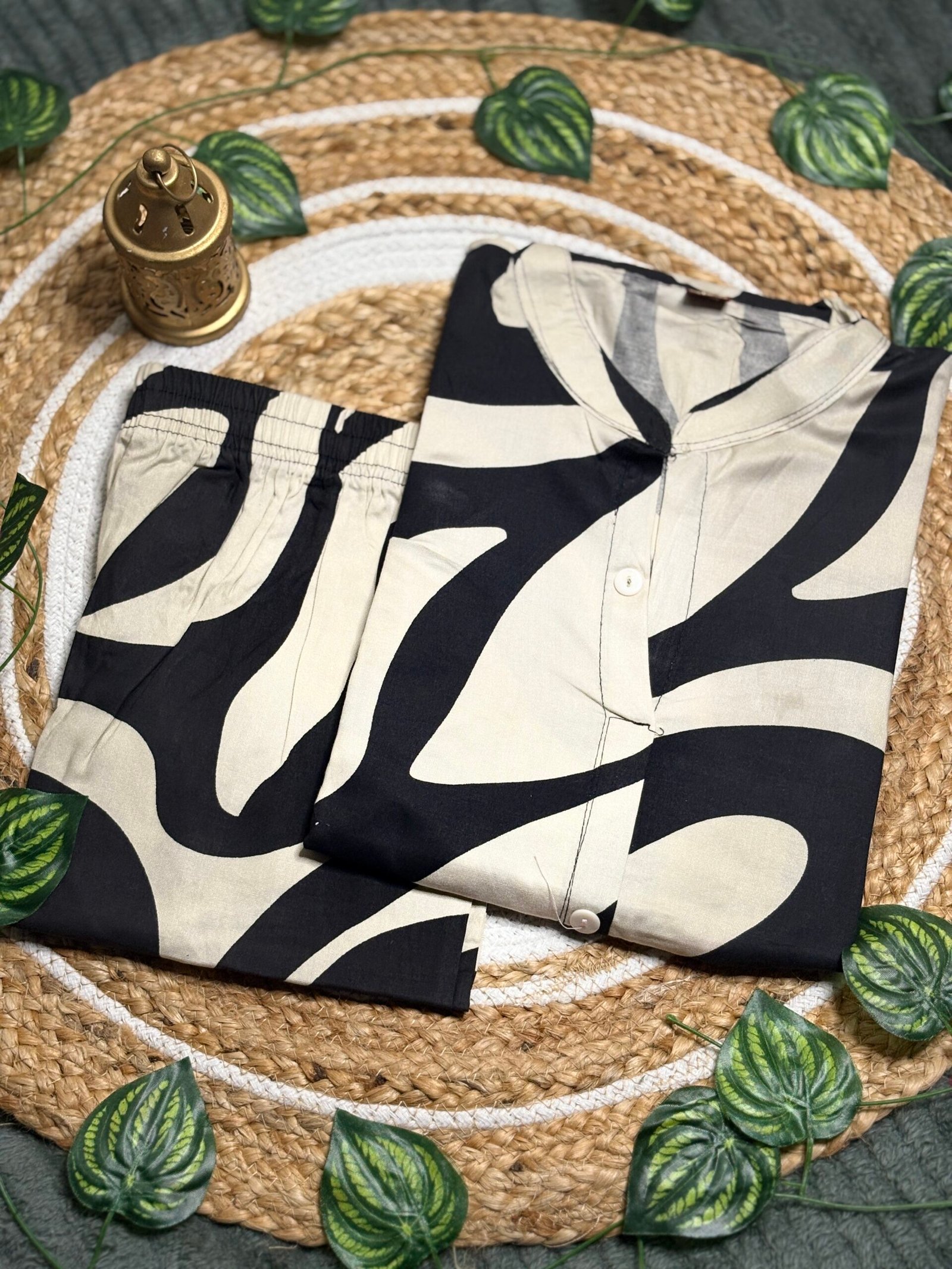 Monochrome Zebra Print Kurti Set - Image 2